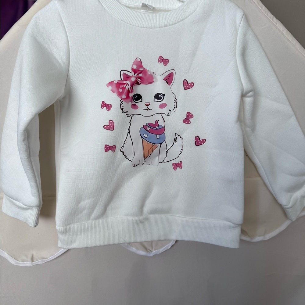 White Cat Graphic Kids Sweatshirt